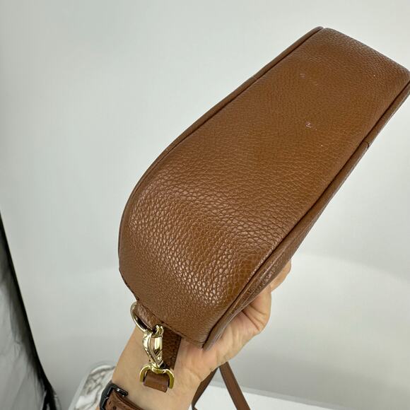 Michael Kors Double Zipper Jet Set Pebbled Leather Crossbody Bag Brown - Picture 6 of 15